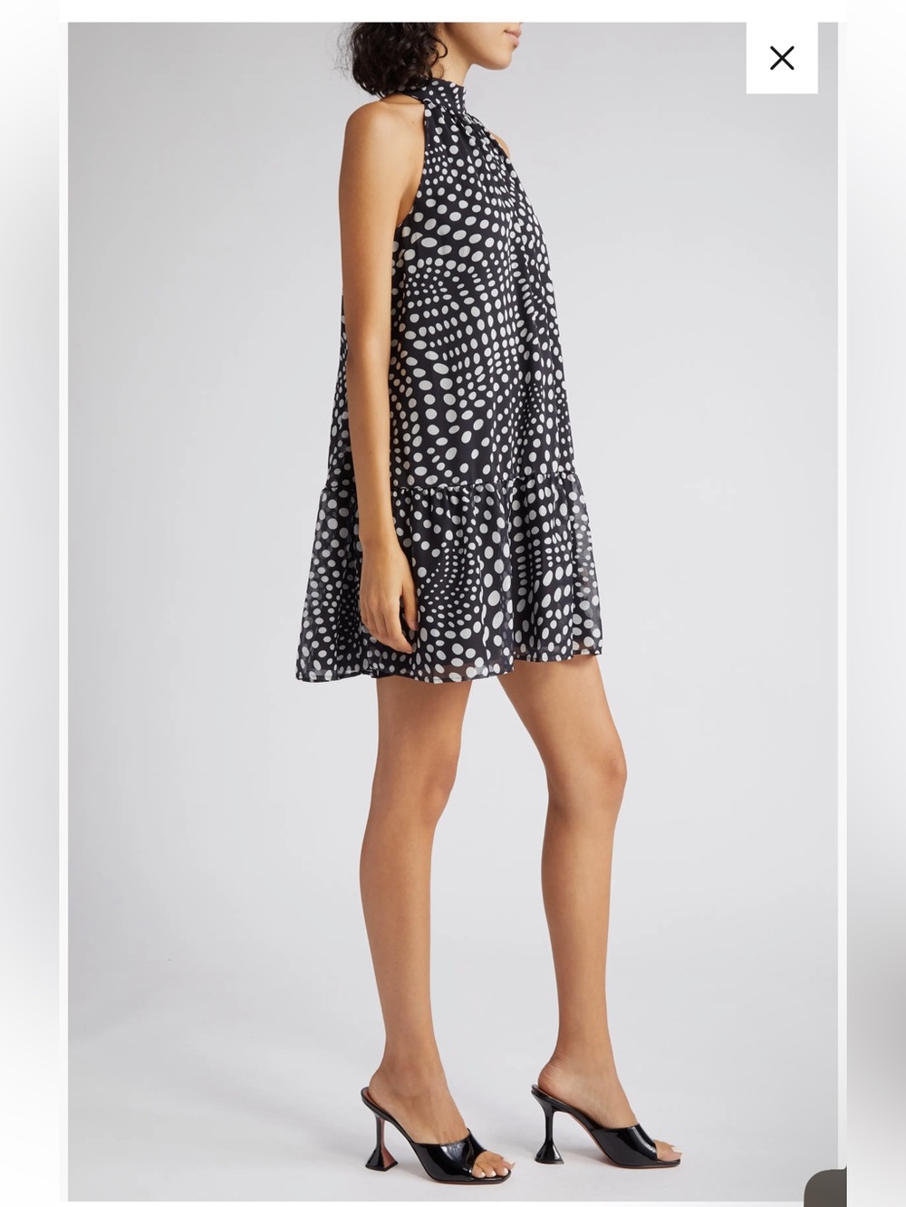 STAUD Marlowe Black and White Polka Dot Circle Mini Dress Size Small